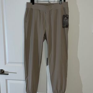 NWT $90 Tan Cory Vines City 4 Way Stretch Jogger Track Pants Sweatpants w/mark